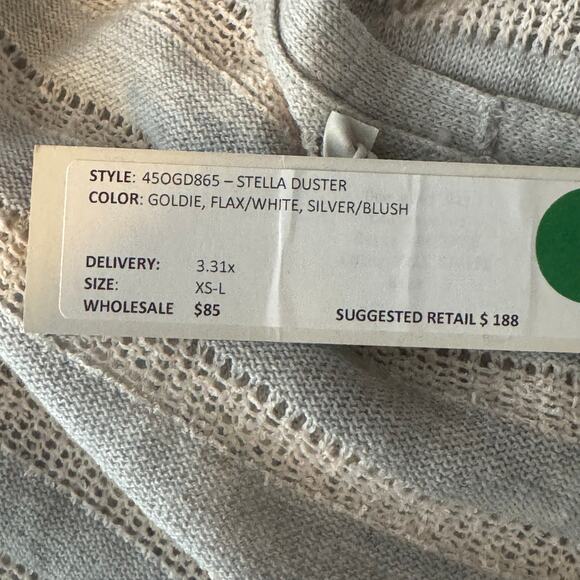 One Grey Day Open Front Long Cardigan - Gray Stripe NWT Size Small - Picture 5 of 7